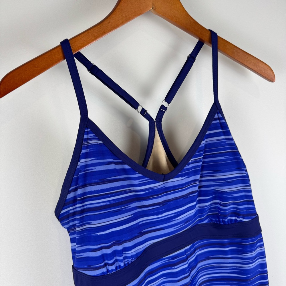 Athleta Blue Striped Mini Dress